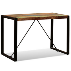 Dining Table Solid Reclaimed Wood 120 cm - Industrial Style, Durable & Unique