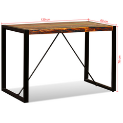 Dining Table Solid Reclaimed Wood 120 cm - Industrial Style, Durable & Unique