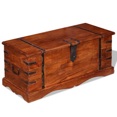 Solid Acacia Wood Storage Chest with Handles - Multi-functional Wooden Trunk for Home Décor & Storage