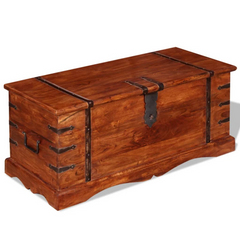 Solid Acacia Wood Storage Chest with Handles - Multi-functional Wooden Trunk for Home Décor & Storage