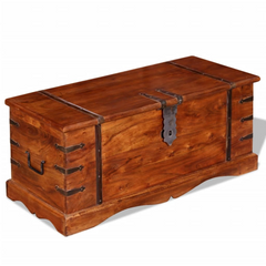 Solid Acacia Wood Storage Chest with Handles - Multi-functional Wooden Trunk for Home Décor & Storage