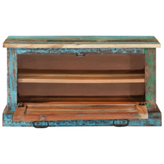 Solid Reclaimed Wood Shoe Storage Bench - Vintage Style with Dual Compartments