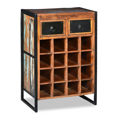 Wine Rack for 16 Bottles | Solid Reclaimed Wood with Industrial-Style Charm