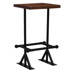 3-Piece Bar Set in Solid Reclaimed Wood – Industrial Style with Steel Frame, Including 1 Bar Table and 2 Bar Chairs