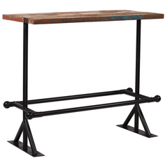 5 Piece Bar Set, Solid Reclaimed Wood & Steel, Multicolour - Industrial Charm for Home Bar & Dining Areas