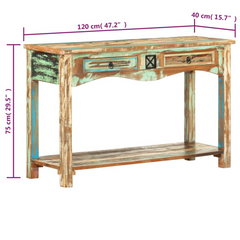 Console Table - Solid Reclaimed Wood | Elegant Vintage Charm