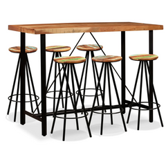 7-Piece Industrial Bar Set - Solid Acacia & Reclaimed Wood - Handmade, Durable & Stylish