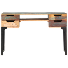 Solid Reclaimed Wood Desk with Iron Legs - 118x48x75 cm | Vintage Style Office Desk with Ample Storage