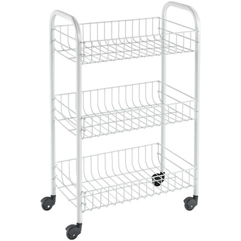 Kitchen Trolley with 3 Baskets Siena White - Convenient Storage Solution