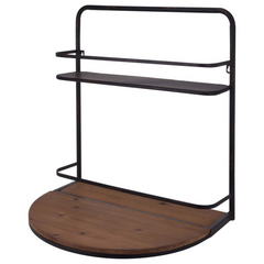 Foldable Wine Bar - Elegant 2-Shelf Design, Wood & Metal, 56x42x61.5 cm