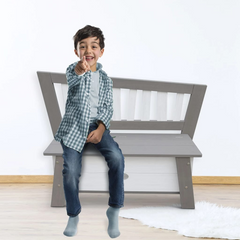 Storage Bench Corky Grey and White - Stylish & Practical Toy Storage Solution