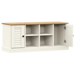 Shoe Bench VIGO White - 106x35x45 cm, Solid Pine Wood, Modern Entryway Storage Solution