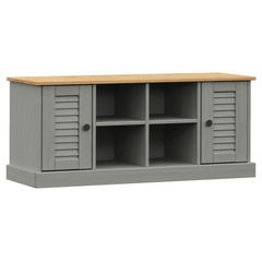 Shoe Bench VIGO in Grey - 106x35x45 cm - Solid Pine Wood with Ample Storage and Elegant Metal Knobs