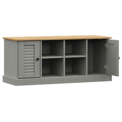 Shoe Bench VIGO in Grey - 106x35x45 cm - Solid Pine Wood with Ample Storage and Elegant Metal Knobs