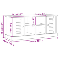 Shoe Bench VIGO in Grey - 106x35x45 cm - Solid Pine Wood with Ample Storage and Elegant Metal Knobs