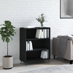 Modern Black Bookcase | 69.5x32.5x90 cm Engineered Wood | Stylish & Functional Storage Solution