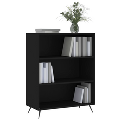 Modern Black Bookcase | 69.5x32.5x90 cm Engineered Wood | Stylish & Functional Storage Solution