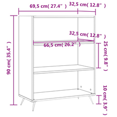 Modern Black Bookcase | 69.5x32.5x90 cm Engineered Wood | Stylish & Functional Storage Solution