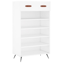 White Shoe Cabinet - Stylish & Durable 60x35x105 cm Engineered Wood Shoe Storage Organizer