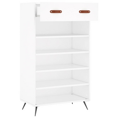 White Shoe Cabinet - Stylish & Durable 60x35x105 cm Engineered Wood Shoe Storage Organizer