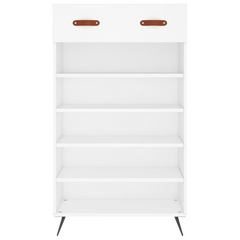 White Shoe Cabinet - Stylish & Durable 60x35x105 cm Engineered Wood Shoe Storage Organizer