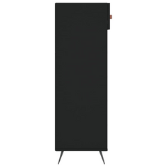 Black Shoe Cabinet – 60x35x105 cm, Modern Engineered Wood with Iron Feet & Faux Leather Handles