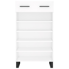 Stylish Shoe Cabinet in White - 60x35x105 cm | Engineered Wood with Ample Storage & Durable Iron Feet