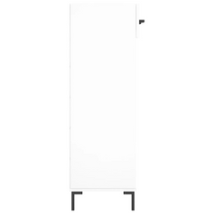 White Shoe Cabinet - 60x35x105 cm, Engineered Wood, Ample Storage with Drawer and Shelves, Modern Design