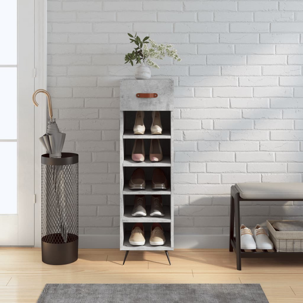 Concrete Grey Shoe Cabinet 30x35x105 cm | Stylish & Durable Engineered Wood Organizer