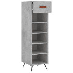 Concrete Grey Shoe Cabinet 30x35x105 cm | Stylish & Durable Engineered Wood Organizer