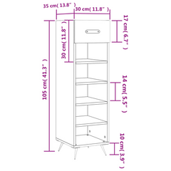 Concrete Grey Shoe Cabinet 30x35x105 cm | Stylish & Durable Engineered Wood Organizer