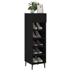 Black Shoe Cabinet - Sleek, Space-Saving Storage Solution for All Your Footwear - 30x35x105 cm