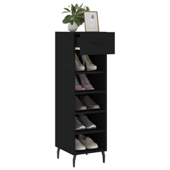 Black Shoe Cabinet - Sleek, Space-Saving Storage Solution for All Your Footwear - 30x35x105 cm