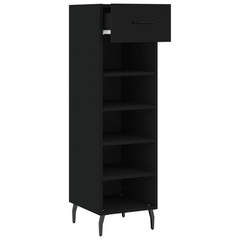 Black Shoe Cabinet - Sleek, Space-Saving Storage Solution for All Your Footwear - 30x35x105 cm