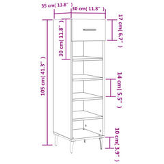 Black Shoe Cabinet - Sleek, Space-Saving Storage Solution for All Your Footwear - 30x35x105 cm