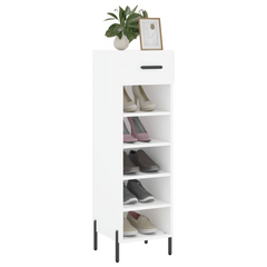 White Shoe Cabinet – Sleek & Modern Storage Solution, 30x35x105 cm in Engineered Wood