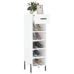 White Shoe Cabinet – Sleek & Modern Storage Solution, 30x35x105 cm in Engineered Wood