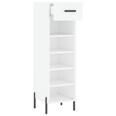 White Shoe Cabinet – Sleek & Modern Storage Solution, 30x35x105 cm in Engineered Wood