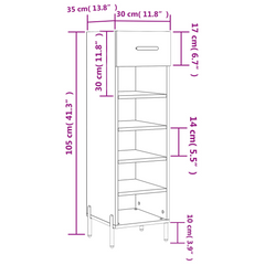 White Shoe Cabinet – Sleek & Modern Storage Solution, 30x35x105 cm in Engineered Wood