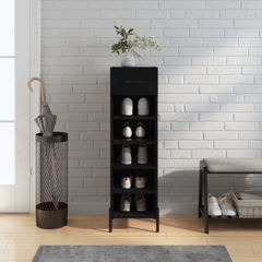 Black Shoe Cabinet - Stylish Storage Solution (30x35x105 cm)