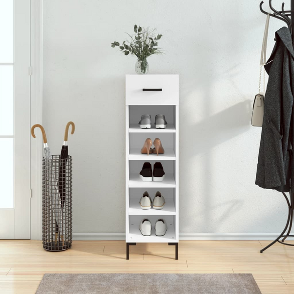 Shoe Cabinet White | Stylish & Durable 30x35x105 cm | Engineered Wood | Ample Storage & Modern Design