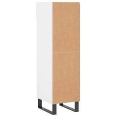 White Shoe Cabinet 30x35x105 cm - Engineered Wood with Iron Feet and Ample Storage Space