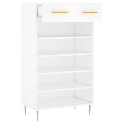 White Shoe Cabinet 60x35x105 cm - Engineered Wood with Iron Feet