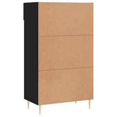 Modern Black Shoe Cabinet - Engineered Wood, Spacious Storage, 60x35x105 cm