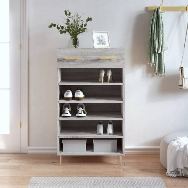 Shoe Cabinet Grey Sonoma 60x35x105 cm - Engineered Wood