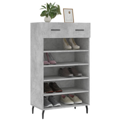 Shoe Cabinet Concrete Grey 60x35x105 cm - Stylish Engineered Wood Shoe Organizer with Drawer and Open Compartments