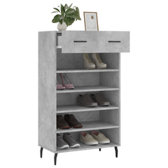 Shoe Cabinet Concrete Grey 60x35x105 cm - Stylish Engineered Wood Shoe Organizer with Drawer and Open Compartments