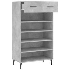 Shoe Cabinet Concrete Grey 60x35x105 cm - Stylish Engineered Wood Shoe Organizer with Drawer and Open Compartments