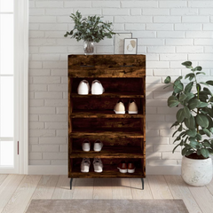 Smoked Oak Shoe Cabinet - 60x35x105 cm, Engineered Wood, Elegant & Durable Storage Solution