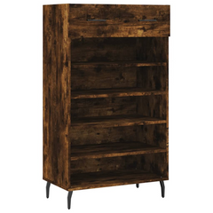 Smoked Oak Shoe Cabinet - 60x35x105 cm, Engineered Wood, Elegant & Durable Storage Solution